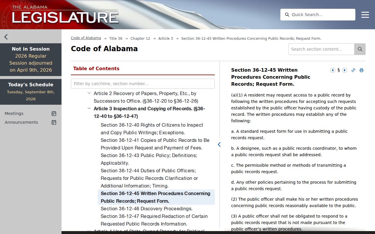 Alabama records request law for Butler County warrant records